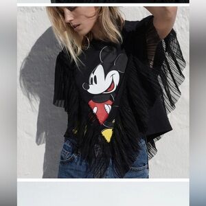 Zara ruffle Mickey Mouse crop top NWT